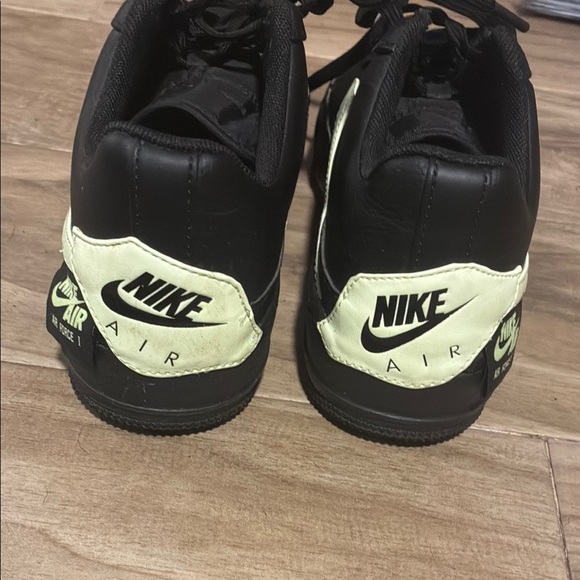Nike Air Force 1 Jester Black Pale Yellow Green Swoosh Platform Sneakers Size 7 - Picture 7 of 9